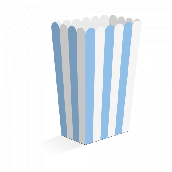 8 Popcorn-Boxen hellblau, 8,5 × 8,5 × 18 cm