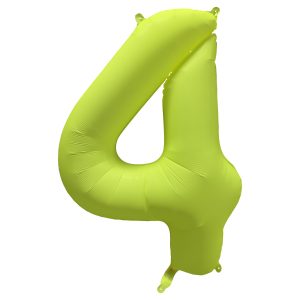 Folienballon Nummer 4 neon-gelb 86 cm