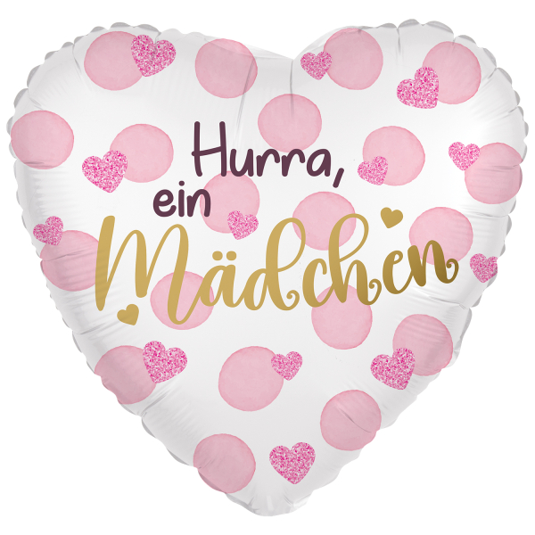 Standard Folienballon "Hurra, ein Mädchen" 36cm