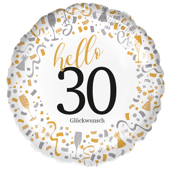 Folienballon "Hello 30" 45cm
