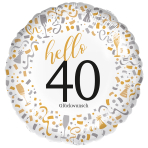 Folienballon "Hello 40 " 43cm