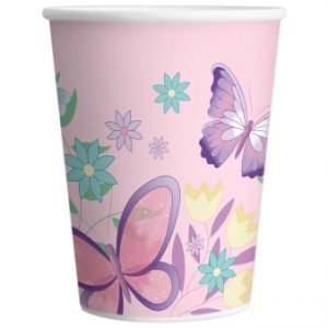 8 Becher Schmetterlinge Papier 250 ml
