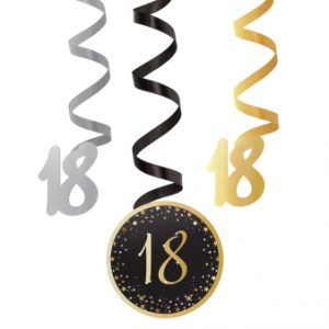 6 Deko-Spiralen 18 Starlight Birthday Papier / Folie 61 cm