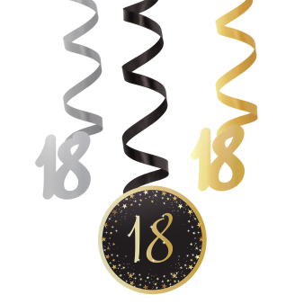 6 Deko-Spiralen 18 Starlight Birthday Papier / Folie 61 cm