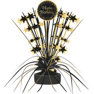 9084176-1_30416-2-3-338 Tischdekoration Sparkling Celebration - Gold/Schwarz Happy Birthday Folie / Papier 45,7 cm