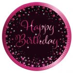 8 Teller Starlight Birthday Pink Happy Birthday Paper 23 cm
