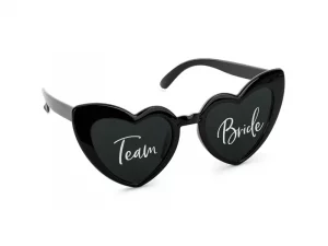 Herzförmige Brille mit Aufschrift ''Team Bride'', schwarz