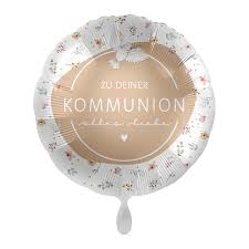 Folienballon Herz "Zu deiner Kommunion alles liebe" 43cm