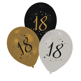 6 Latexballons 18 Starlight Birthday 27,5 cm / 11"