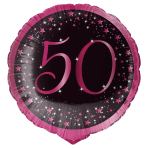 Folienballon Holographic Starlight Birthday Pink 50