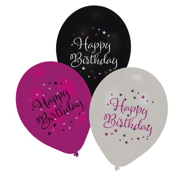 6 Latexballons Starlight Birthday pink Happy Birthday