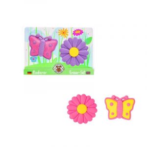 Trendhaus Radierer-Set Blume & Schmetterling