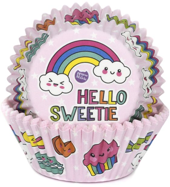 House of Marie Baking Cup Rainbow Pink pk/48