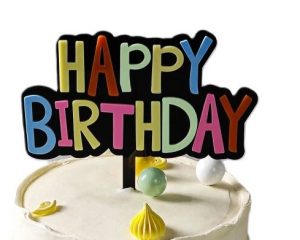 Cake Topper Happy Birthday Neon Bunt - Acryl