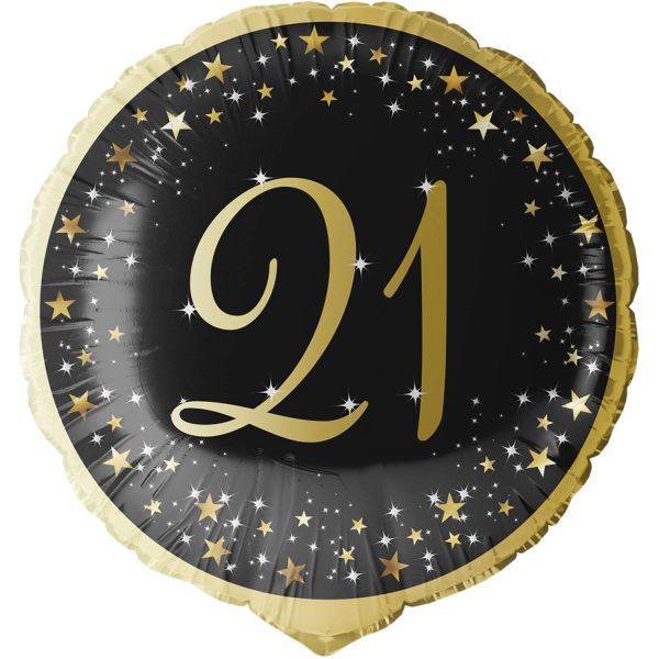 Folienballon Standard Holographic Starlight Birthday Gold 21