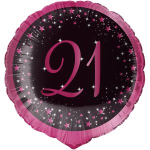 Folienballon Standard Holographic Starlight Birthday Pink 21