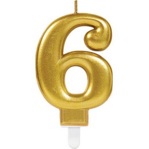 Zahlenkerze 6 Sparkling Celebrations Gold 8cm