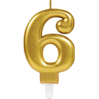 Zahlenkerze 6 Sparkling Celebrations Gold 8cm