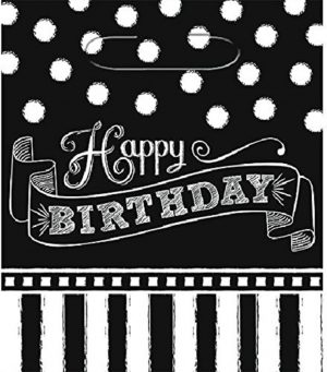 8 Partytüten Chalkboard Happy Birthday schwarz/weiß