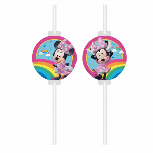 4 Trinkhalme aus Papier – Minnie Rainbow "Make Me Smile"