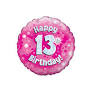Happy 13.Birthday! Pink Holographic Folienballon