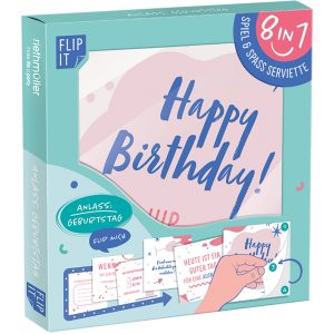 12 Flip Servietten "Geburtstag" 33x33cm, beidseitig bedruckt