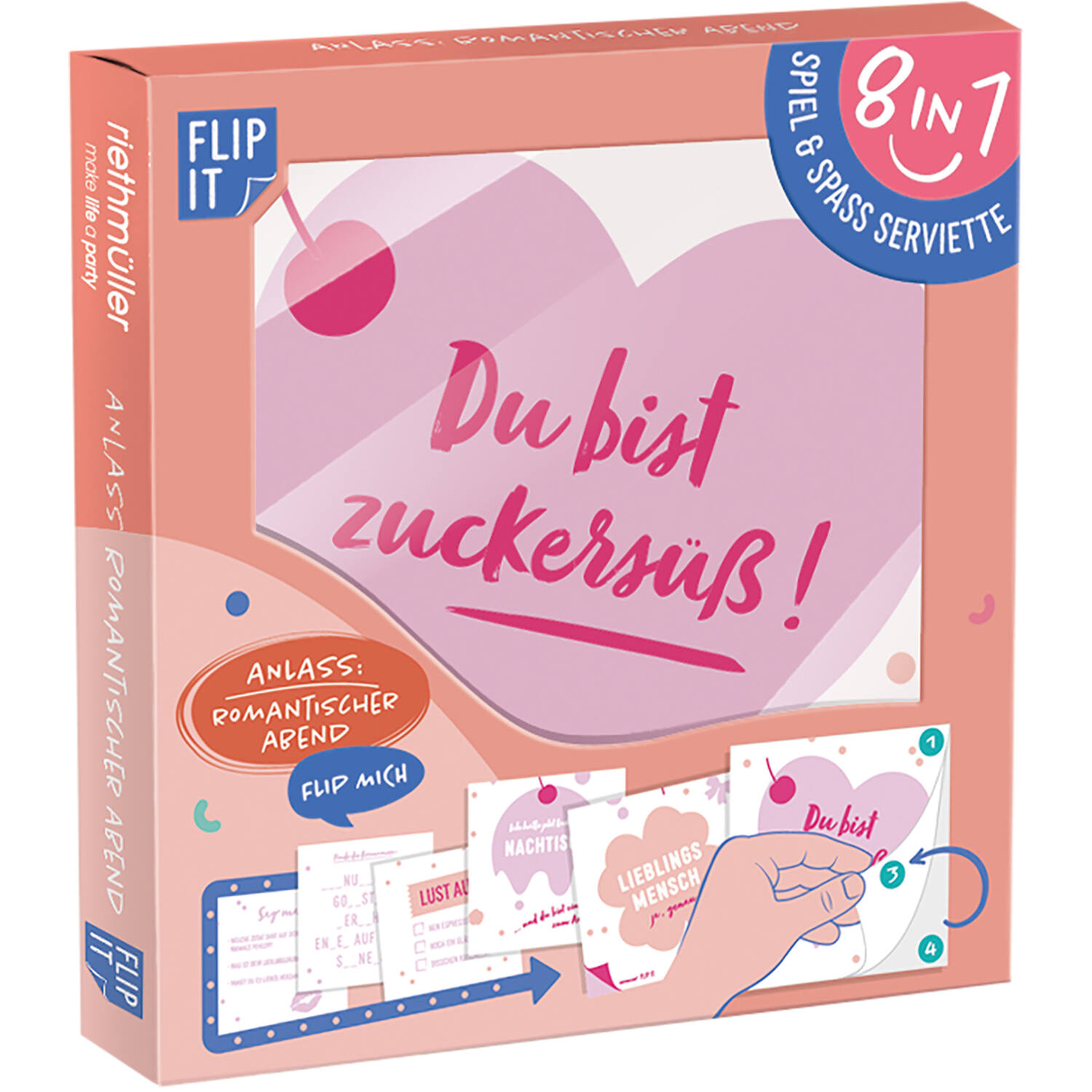 12 Flip Servietten “romantischer Abend” 33x33cm, beidseitig bedruckt