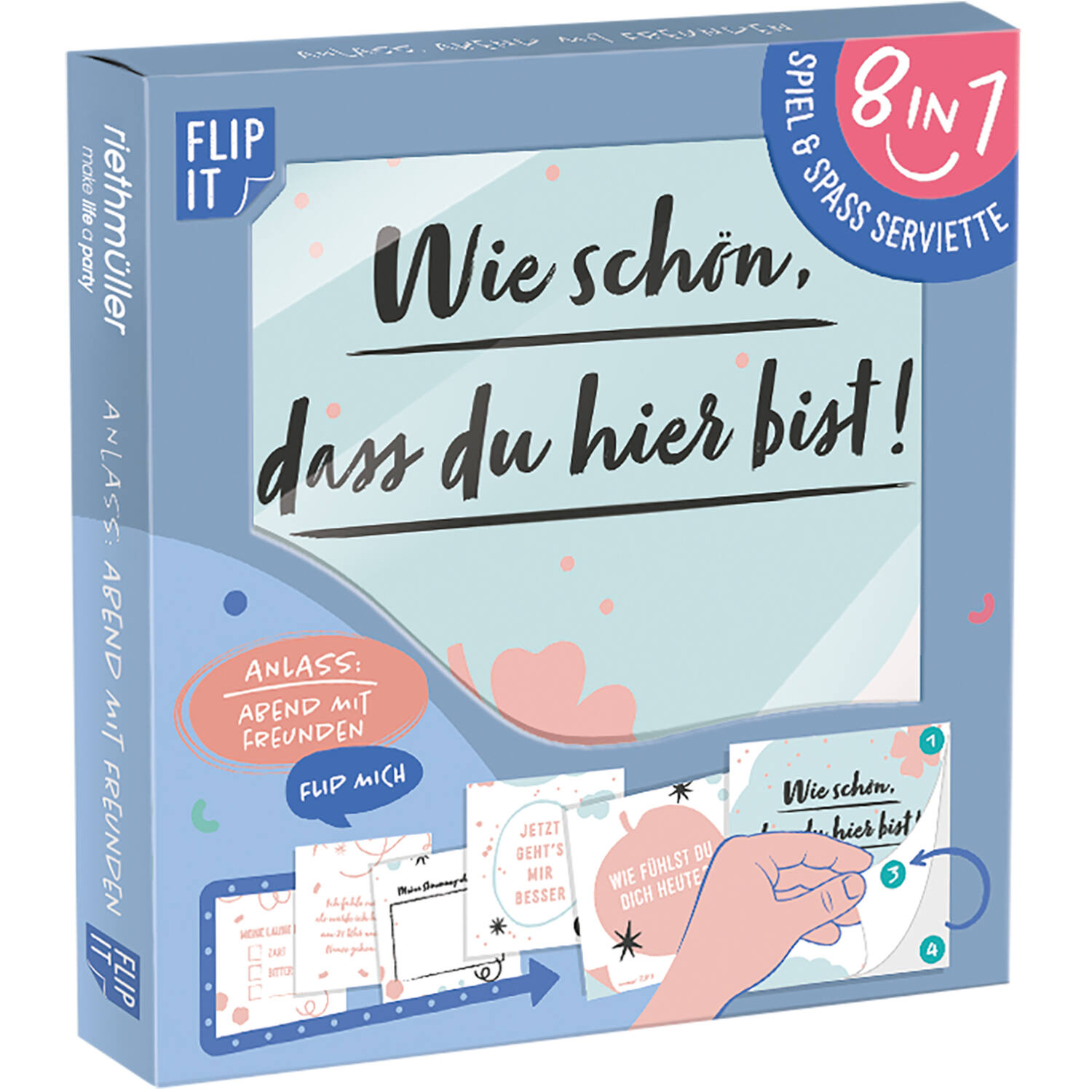 12 Flip Servietten “Abend mit Freunden” 33x33cm, beidseitig bedruckt