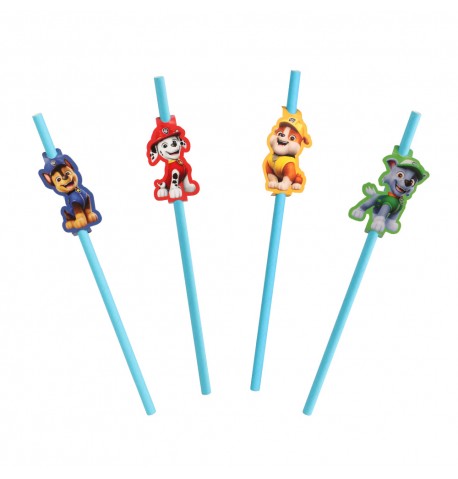 8-pailles-papier-medaillons-pat-patrouille-19-6cm-env-3-5cm-x-6cm 8 Papierstrohhalme Paw Patrol