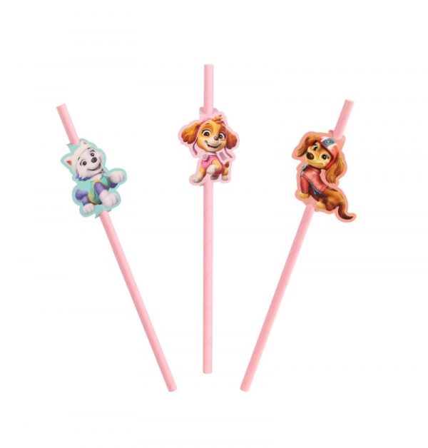 8 Papierstrohhalme Paw Patrol