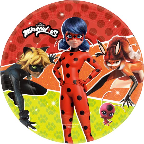 8 Teller Miraculous rund Papier 23 cm