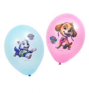 set-6-ballons-latex-2-assortis-roses-pat-patrouille-dia-27cm 6 Latexballon Paw Patrol Rosa 27cm