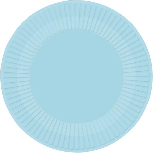 u 8 Teller hellblau rund Papier 23cm