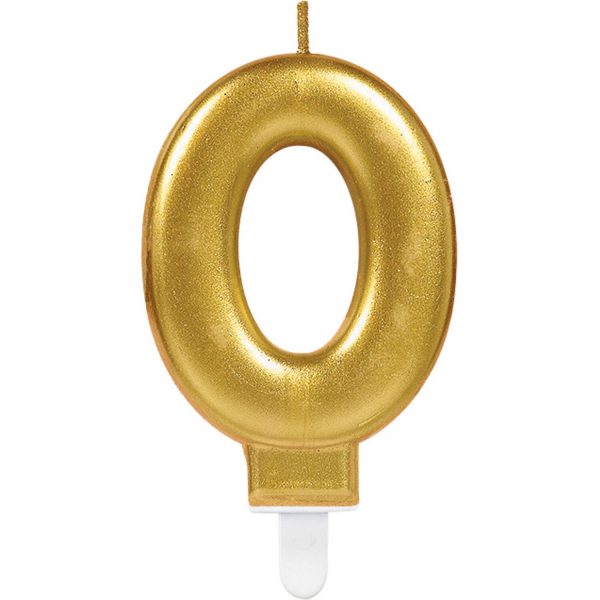 Zahlenkerze 0 Sparkling Celebrations Gold 8cm