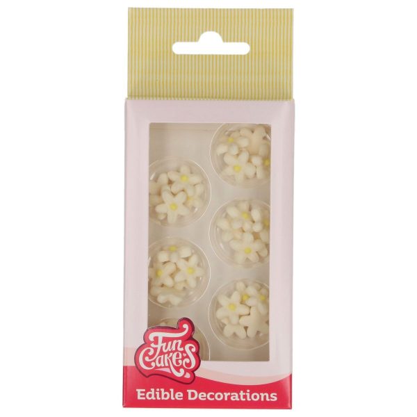 10000_F50860 FunCakes Zuckerdekorationen Chrysantheme Weiß/Gelb 30 Stück