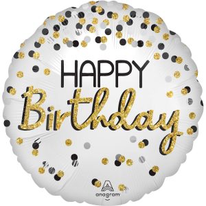 Folienballon "HAPPY Birthday" Schwarz Silber Gold - Satin  71 cm