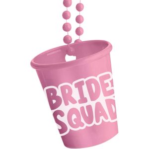 Schnapsglas an Kette "Bride Squad" Rosa