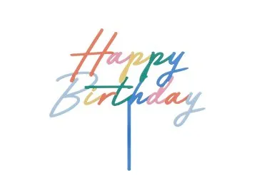 Torten-Topper Happy Birthday, 18x16.5 cm, bunt