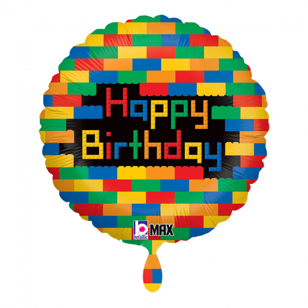26 Folienballon "Happy Birthday" Blocks 43cm