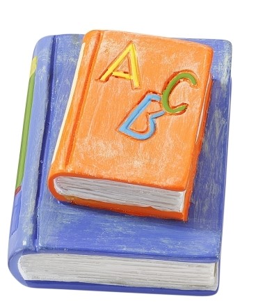 Schulbücher orange/blau zur Einschulung, 40 mm