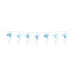 4745-1 Mini-Wimpelkette aus Papier, 2 m – Baby Boy