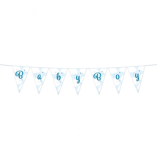 Mini-Wimpelkette aus Papier, 2 m – Baby Boy