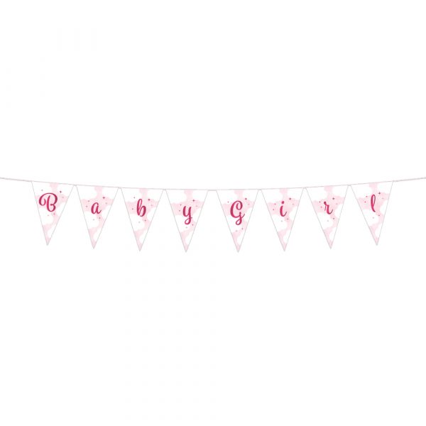 Mini-Wimpelkette aus Papier, 2 m – Baby Girl