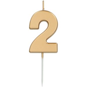 Kerze Ziffer / Zahl 2 Gold - 5 cm