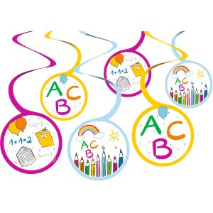 6 Deko-Spiralen Schulstart Papier