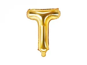 icon_FB2M-T-019_01_S Air-Filled Folienballon Buchstabe "T'', 35cm, gold