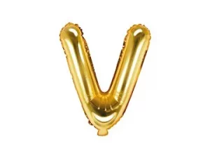 icon_FB2M-V-019_01_S Air-Filled Folienballon Buchstabe "V'', 35cm, gold