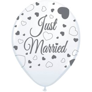 Ballons 30cm, 8 Stück, Just Married, White