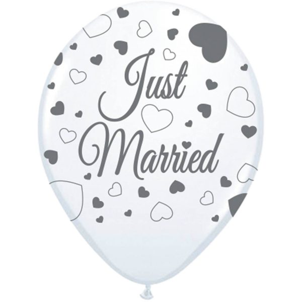 Ballons 30cm, 8 Stück, Just Married, White