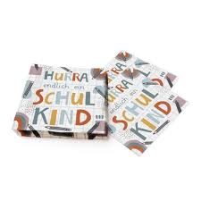 20 3-lagige Papierservietten 33 x 33 cm –"HURRA endlich ein SCHULKIND"